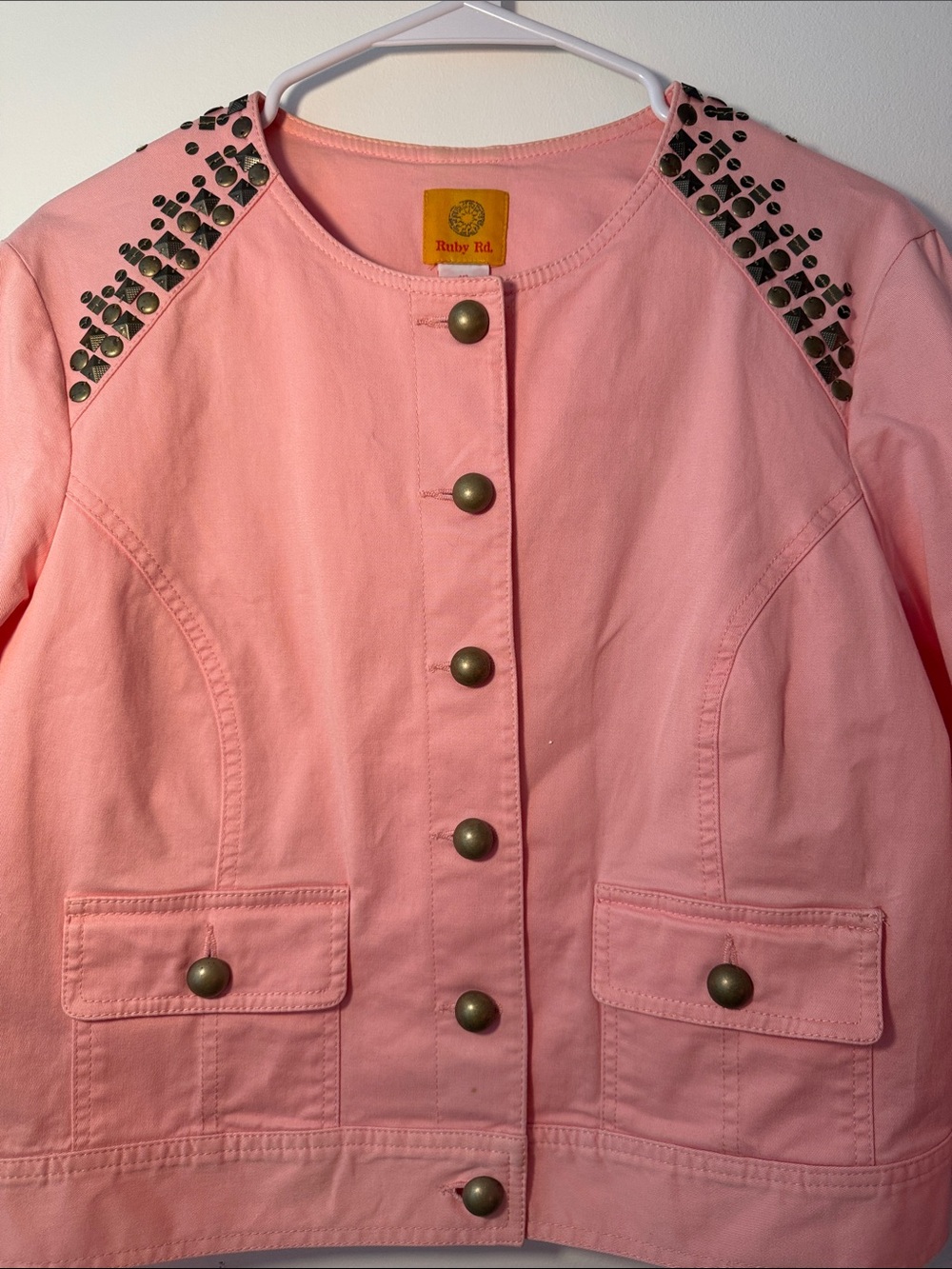 Ruby Rd. Pink Stud-Embellished Utility Jacket - Picture 3 of 7